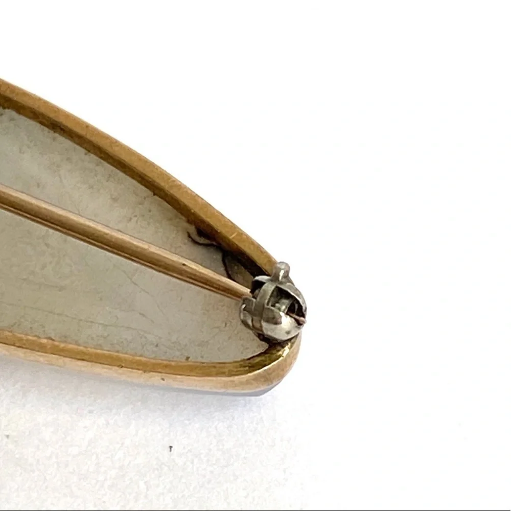 14K Gold Agate Brooch Montana‎ Moss Antique Vintage Art Deco 40s 50s Stone Pin